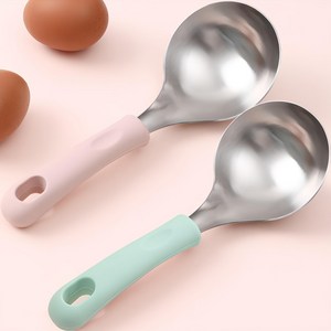 1+1 스텐304 실리콘손잡이 스텐국자 서빙스푼 국자, 핑크1개+민트1개, 1세트