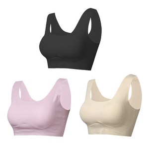 말랑마쥬 심리스 노라인 누디 브라탑 3P