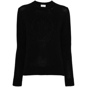 몽클레르 로고 자수 크루 넥 스웨터