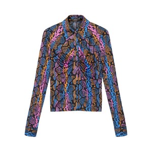 베르사체 파이톤 프린트 셔츠, 블랙계열+블루계열, Italy 36(KR 33)