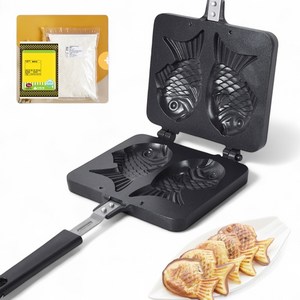 붕어빵 만들기 팬 재료 세트 (국산 붕어빵틀 2구+붕어빵 믹스1kg+팥앙금1kg), 1개