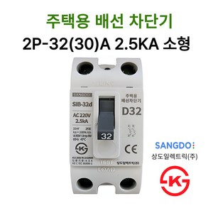 상도전기 주택용 누전 배선차단기 20A 30A 40A 50A 2.5KA 5KA KS인증, 8.배선 2P-32A 2.5KA 소형, 1개