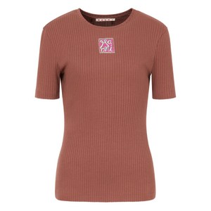 마르니 로고 자수 골지 티셔츠, 브라운계열, Italy 40(KR 55)