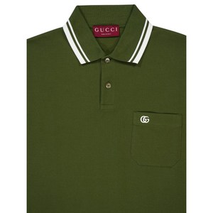 구찌 팁 칼라 피케 코튼 폴로 셔츠, 그린계열, Standard L(KR 110)