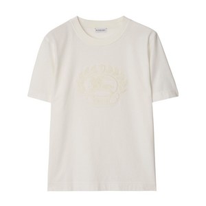 버버리 로고 자수 코튼 티셔츠, 베이지계열, Mid standard M