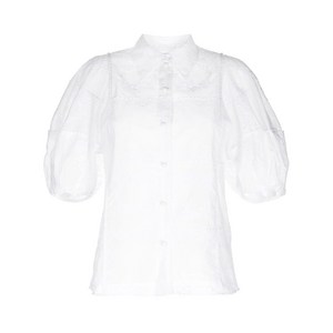 끌로에 자수 디자인 퍼프 소매 셔츠