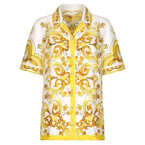 돌체앤가바나 마졸리카 프린트 실크 셔츠