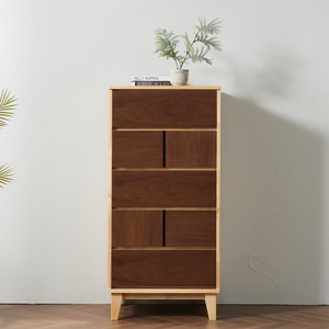 넬로우3 600 5단 고무나무 원목 서랍장 안방 옷정리 속 깊은 서랍 수납
