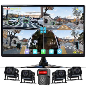 WINANON 4채널 터치 화물차 블랙박스 4K고화질 AI 생체인식 시스템 10.1인치 800만화소 1080P 128G 트럭 차량 풀세트