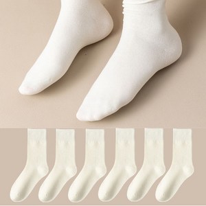 올웨이즈굿 여성용 무지 중목 양말 6켤레세트