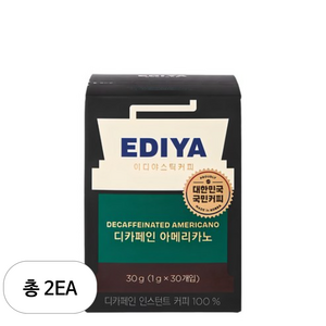 이디야 디카페인 아메리카노 원두커피스틱, 1g, 30개입, 2개