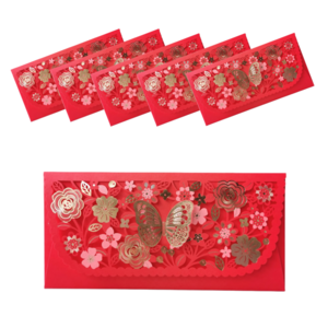 루앤솔 고급 나비장식 용돈봉투, 6매입, 레드