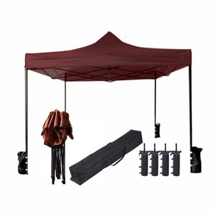 3x3m 행사용 대형 천막 천막 접이식 방수 캐노피 천막 야외용 옥상 그늘막 자바라 포장마차 테라스, 브라운