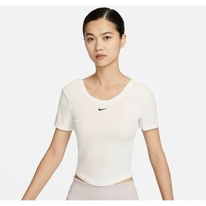 나이키 우먼스 칠 니트 타이트 스쿱 백 미니 골지 반팔 화이트 FN3665-133