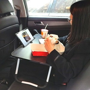 지티오비 접이식 차량용 테이블 자동차테이블 차량노트북거치대, 블랙, 1개