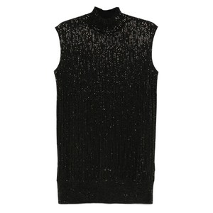 엠포리오아르마니 시퀸 하이 넥 민소매 드레스, 블랙계열, Italy 44(KR 77)