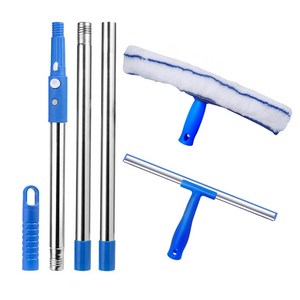 CLV 유리창청소 창문닦이 스퀴지 걸레 세트, 블루, 1개