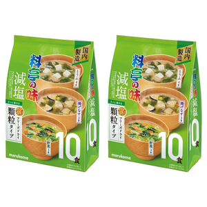 마루코메 대용량 동결건조된 고급 음식점의 소금을 줄인 과립 미소국 두부 4개입 + 튀긴 가지 3개입 + 채소 3개입, 79g, 2개