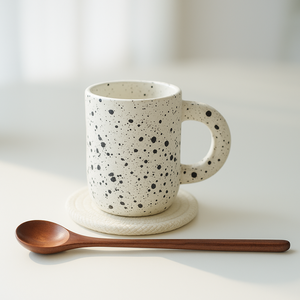 코시나 보니따 마블 머그컵 300ml 머그컵+컵받침+티스푼 세트, 1개, 화이트