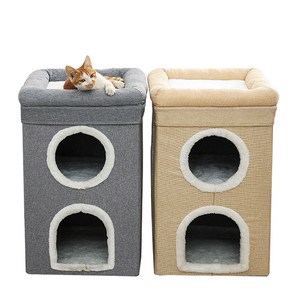 캣츠랩 고양이 3층 숨숨집 대형, 그레이, 1개