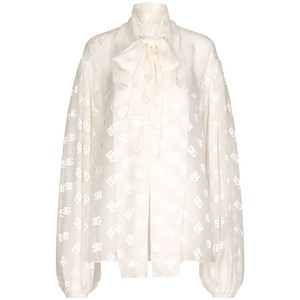 돌체앤가바나 로고 자카드 푸시보우 블라우스, 화이트계열, Italy 38(KR 33)