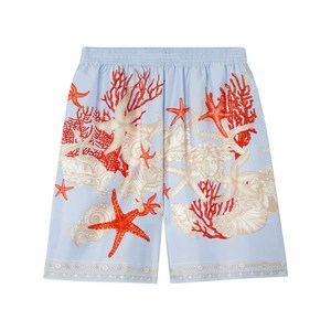 베르사체 바로코 씨 프린트 실크 쇼츠