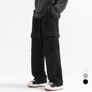 남자 트레이닝 바지 카고 밴딩 와이드 츄리닝 팬츠