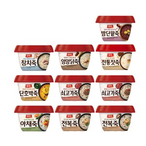 동원 양반 전복죽+쇠고기죽+전통잣죽+야채죽+단호박죽+참치죽+밤단팥죽+영양닭죽, 20개, 285g