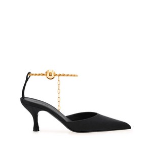 페라가모 케이블 링크 체인 새틴 피니시 펌프스 70mm, US width 6C, 블랙계열