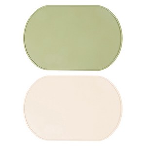 클레버 실리콘 주방 테이블 매트, 말차 그린 + 크림..., 39x26x0.3c..., 1개
