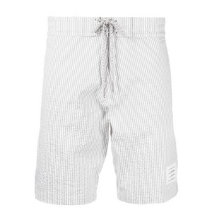 톰 브라운 스트라이프 프린트 시어서커 스윔 쇼츠