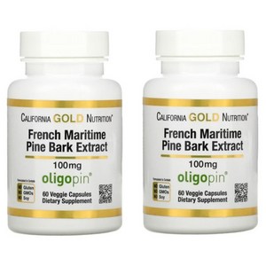 California Gold Nutrition cgn 캘리포니아골드 프랑스 해송 껍질 올리고핀 french maritime pine bark extract, 2개(4달), 1개, 120정