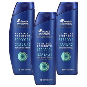 헤드앤숄더 클리니컬 스트렝스 댄드러프 디펜스 인텐시브 이치 릴리프 샴푸, 400ml, 3개