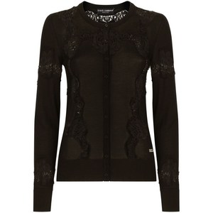 돌체앤가바나 레이스 디테일 패널 가디건, 블랙계열, Italy 36(KR 33)