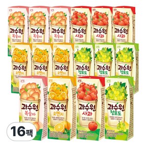 과수원 세트 190mlX16개 (복숭아4 + 청포도4 + 오렌지4 + 사과4), 190ml, 1세트