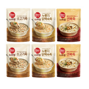 비비고 파우치 죽 450g (누룽지닭백숙죽2+전복죽2+소고기죽2), 4세트