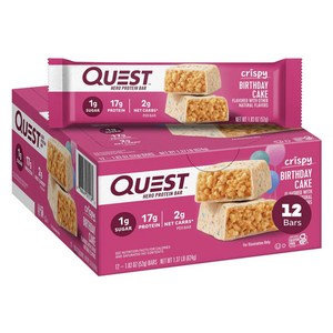 퀘스트뉴트리션 히어로 프로틴 바 크리스피 버스데이 케이크 맛 12개입