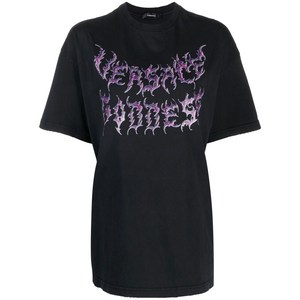 베르사체 로고 프린트 티셔츠, 블랙계열, Italy 40(KR 55)