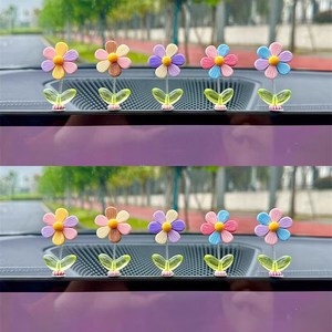 [무료배송]흔들 흔들 해바라기 무지개 꽃 자동차 인테리어 소품, 1세트, 무지개꽃