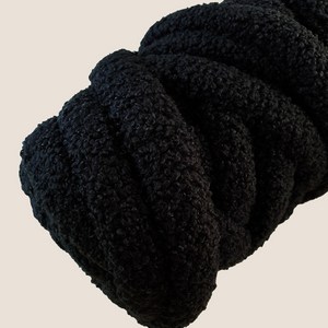 [정글스튜디오] [SALE] 뽀글이 자이언트얀 벨벳 실 500g 1kg 가방 만들기 테디얀 빅얀 점보얀 핸드 핑거니팅, 1.블랙, 1개