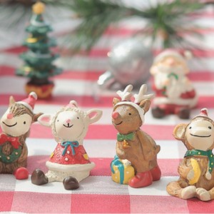바나바스하우스 크리스마스 산타 트리 동물 도자기 데코장식, 동물랜덤SET