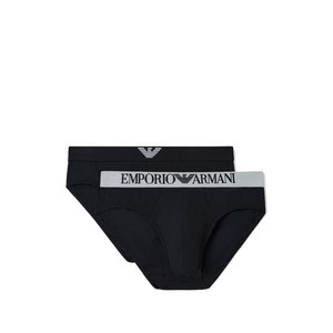 엠포리오아르마니 로고 웨이스트밴드 브리프 2팩 세트, 블랙계열, XL