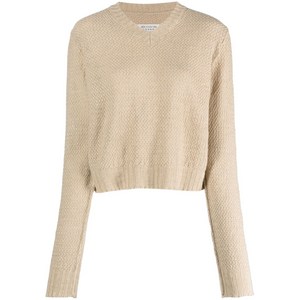 메종 마르지엘라 V넥 바스켓위브 스웨터, 베이지계열, Standard S(KR 66)