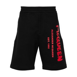알렉산더맥퀸 로고 프린트 반바지, 블랙계열+레드계열, Standard XXL