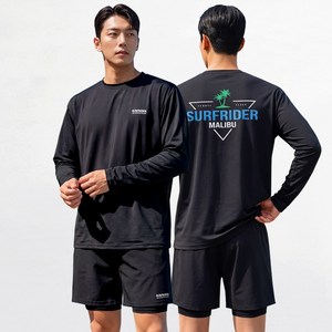 [자체제작] 서프라이더 남성 상하의 2장세트 긴팔수영복 래쉬가드 자외선차단 체형커버 오버핏 루즈핏 빅사이즈/SURFRIDER