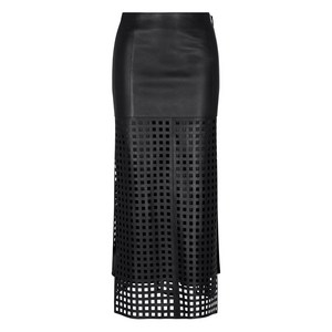 엠포리오아르마니 그리드 패턴 레더 스커트