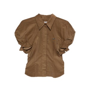 비비안웨스트우드 러플 소매 코튼 탑, 브라운계열, Italy 42(KR 66)