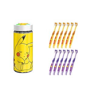 페리오 포켓몬 원통형 키즈 3단계 칫솔12입(피카츄)_칫솔캡 포함, 1개, 12개