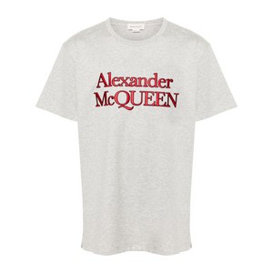 알렉산더맥퀸 로고 자수 티셔츠, 그레이계열, Standard XL