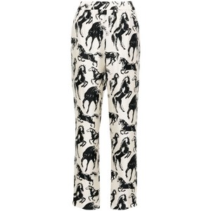 발망 홀스 프린트 실크 테이퍼드 팬츠